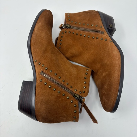 Sam Edelman Brown Suede Studded Boots 2 Zipper Brown Size 9 1/2 - Picture 4 of 9